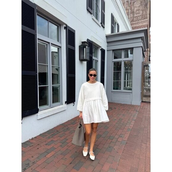 FREE PEOPLE Eleanor Sweatshirt Dress in Grey Combo Size X-Small - Picture 3 of 16